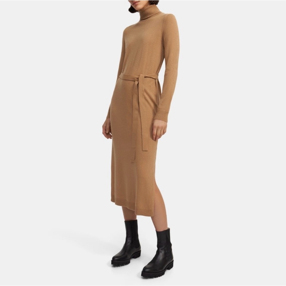 Theory Camel Cashmere Midi Dress